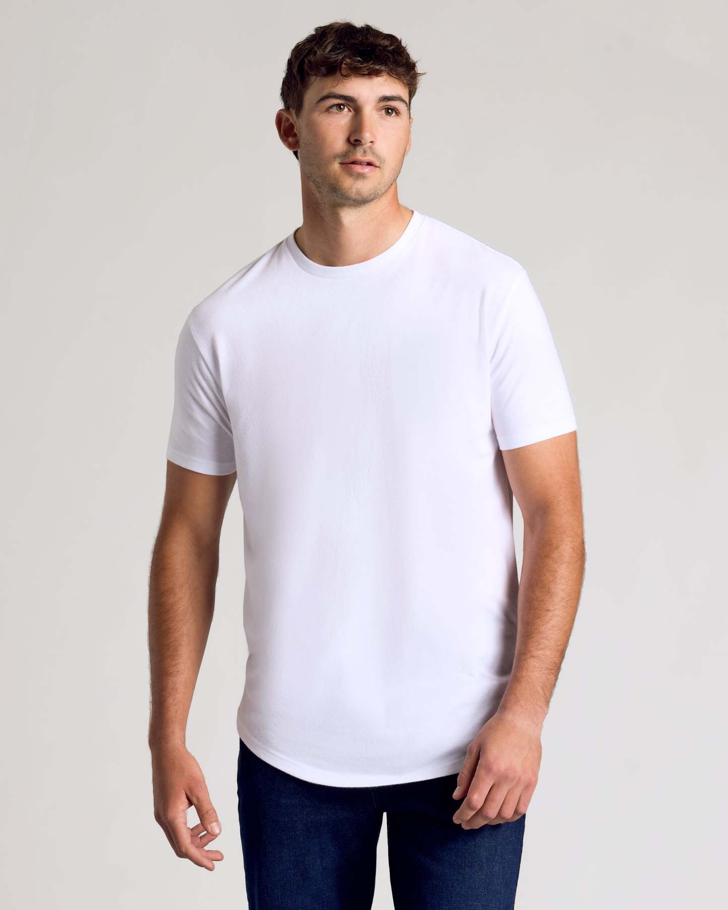 All White Short Sleeve Tall Curved Hem Crew 3-Pack-VibeCloset