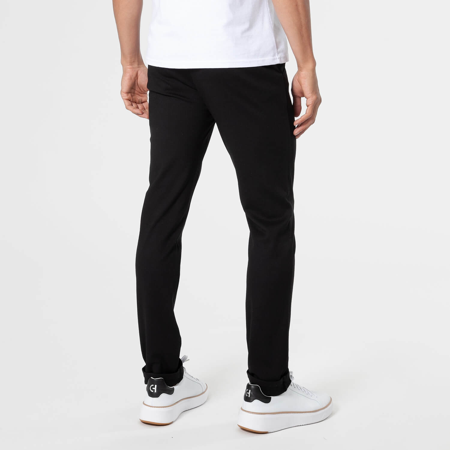 Black Slim Comfort Knit Chino Pant-VibeCloset