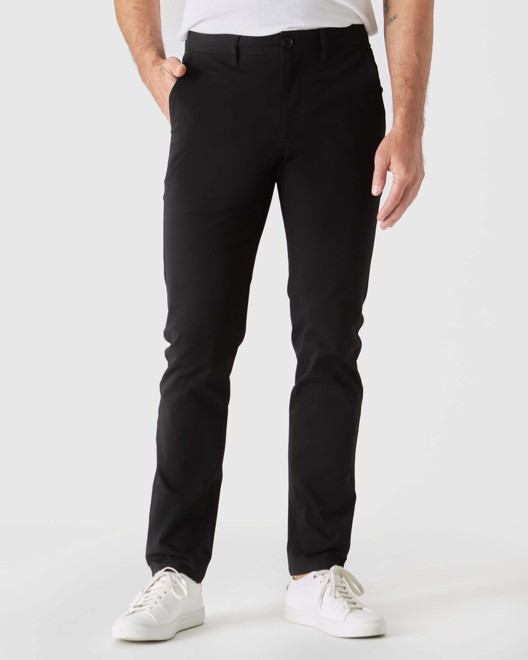 Black Slim Twill Chino Pant-VibeCloset