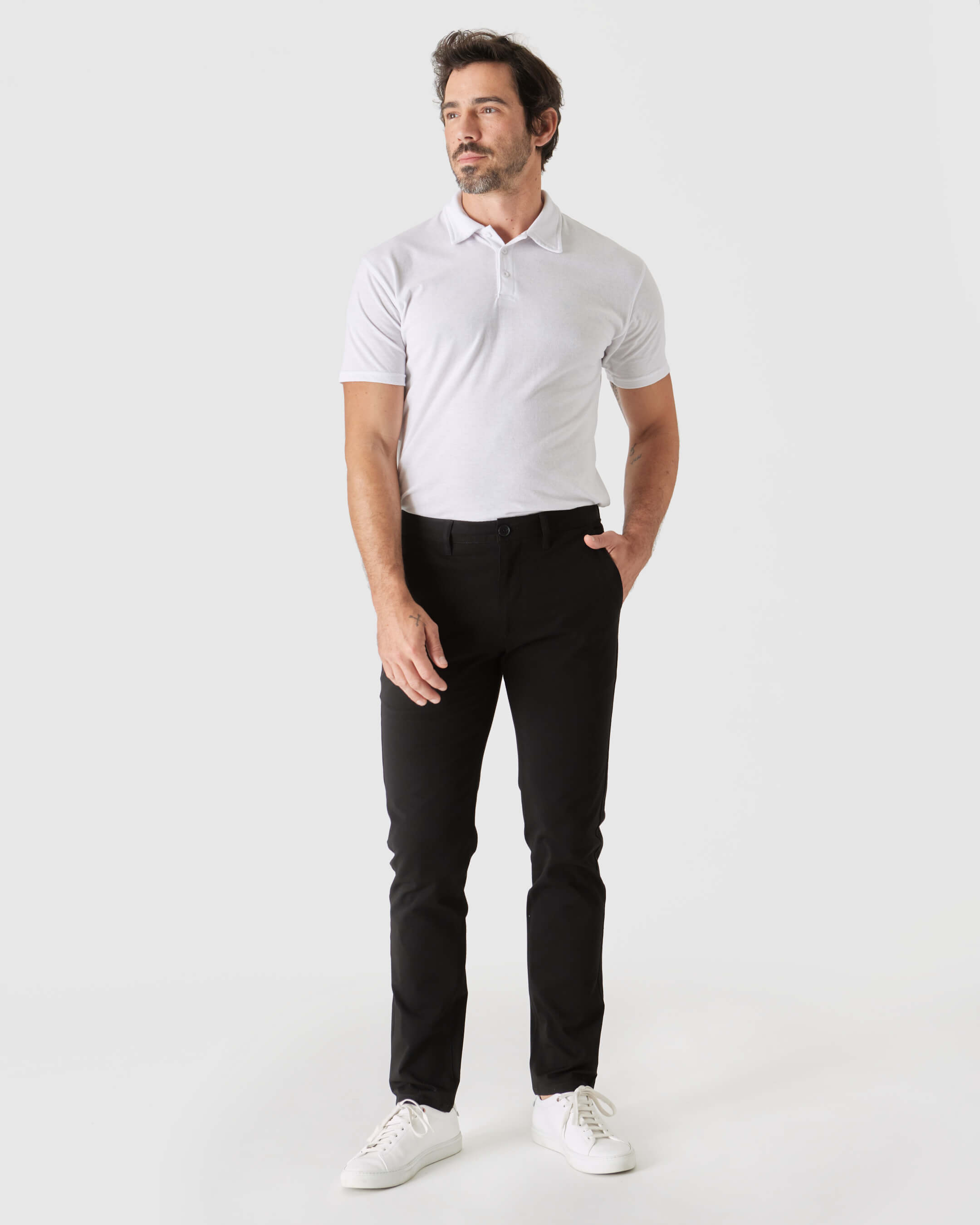 Black Slim Twill Chino Pant-VibeCloset