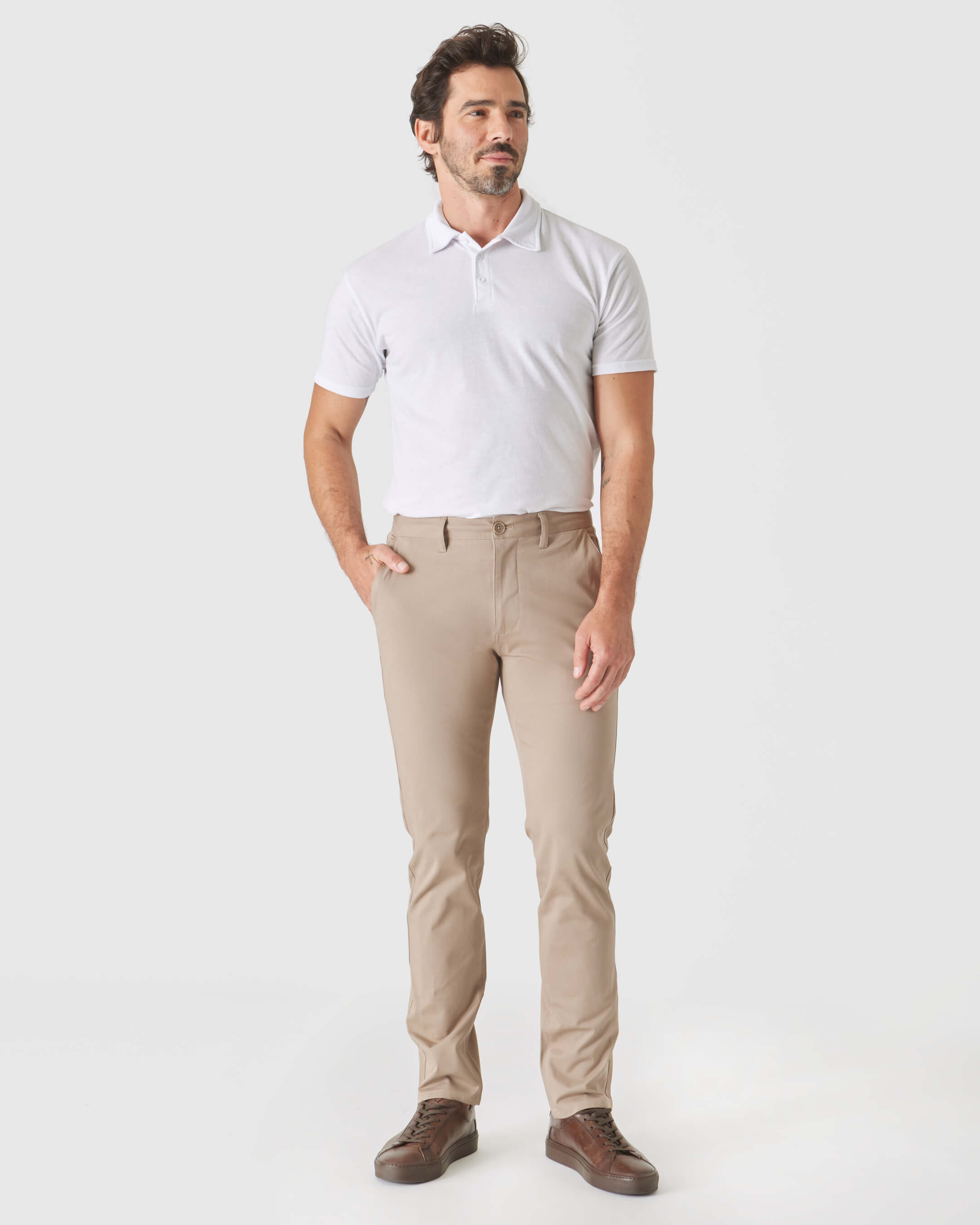 Khaki Slim Twill Chino Pant-VibeCloset