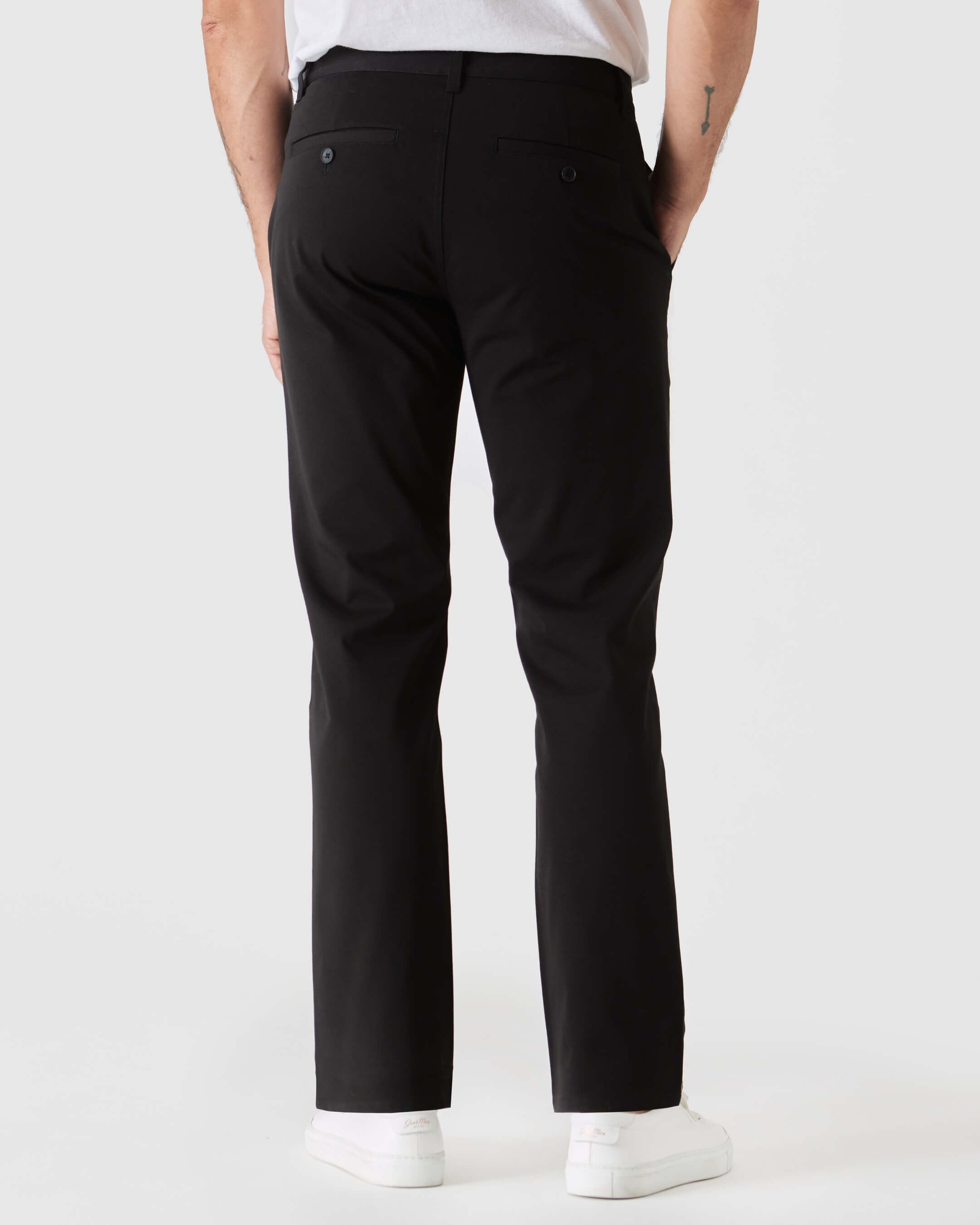 Black Straight Twill Chino Pant-VibeCloset