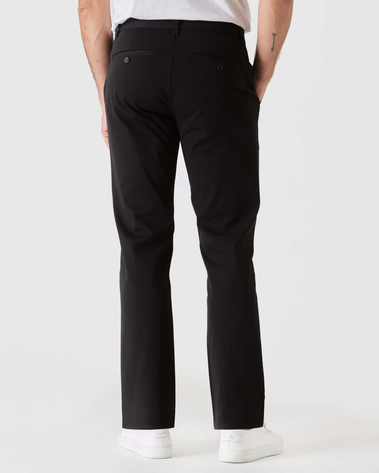 Black Straight Twill Chino Pant-VibeCloset