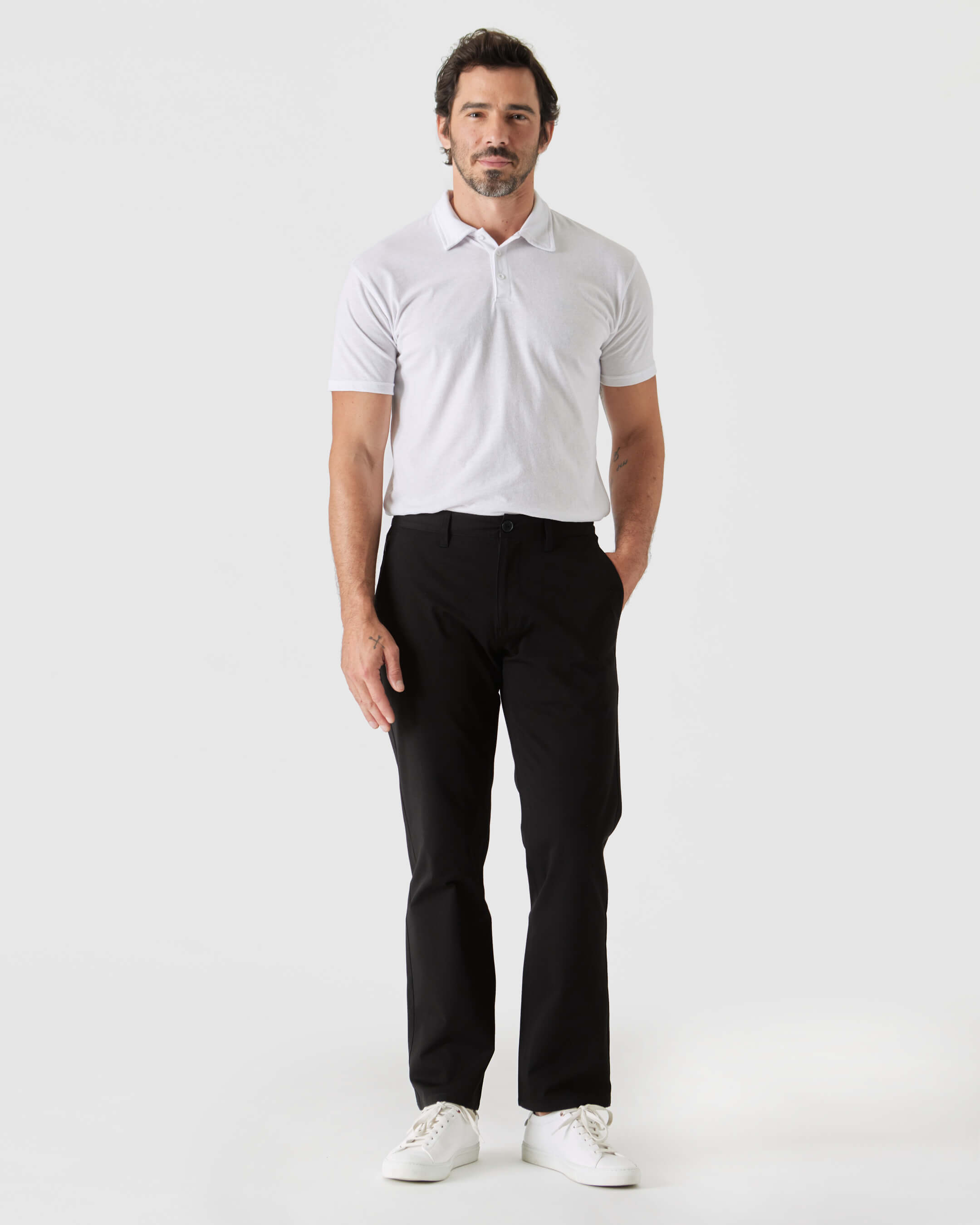 Black Straight Twill Chino Pant-VibeCloset