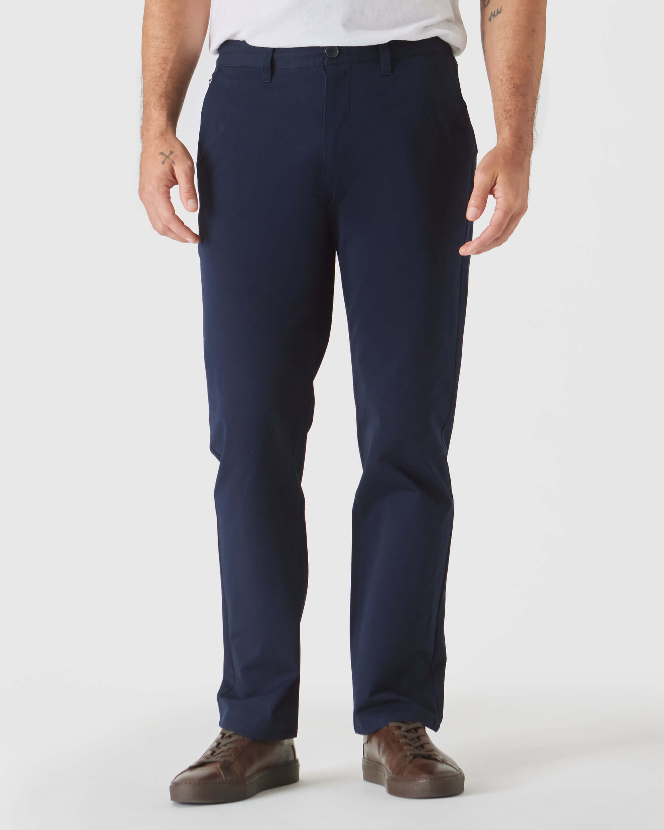 Navy Straight Twill Chino Pant-VibeCloset