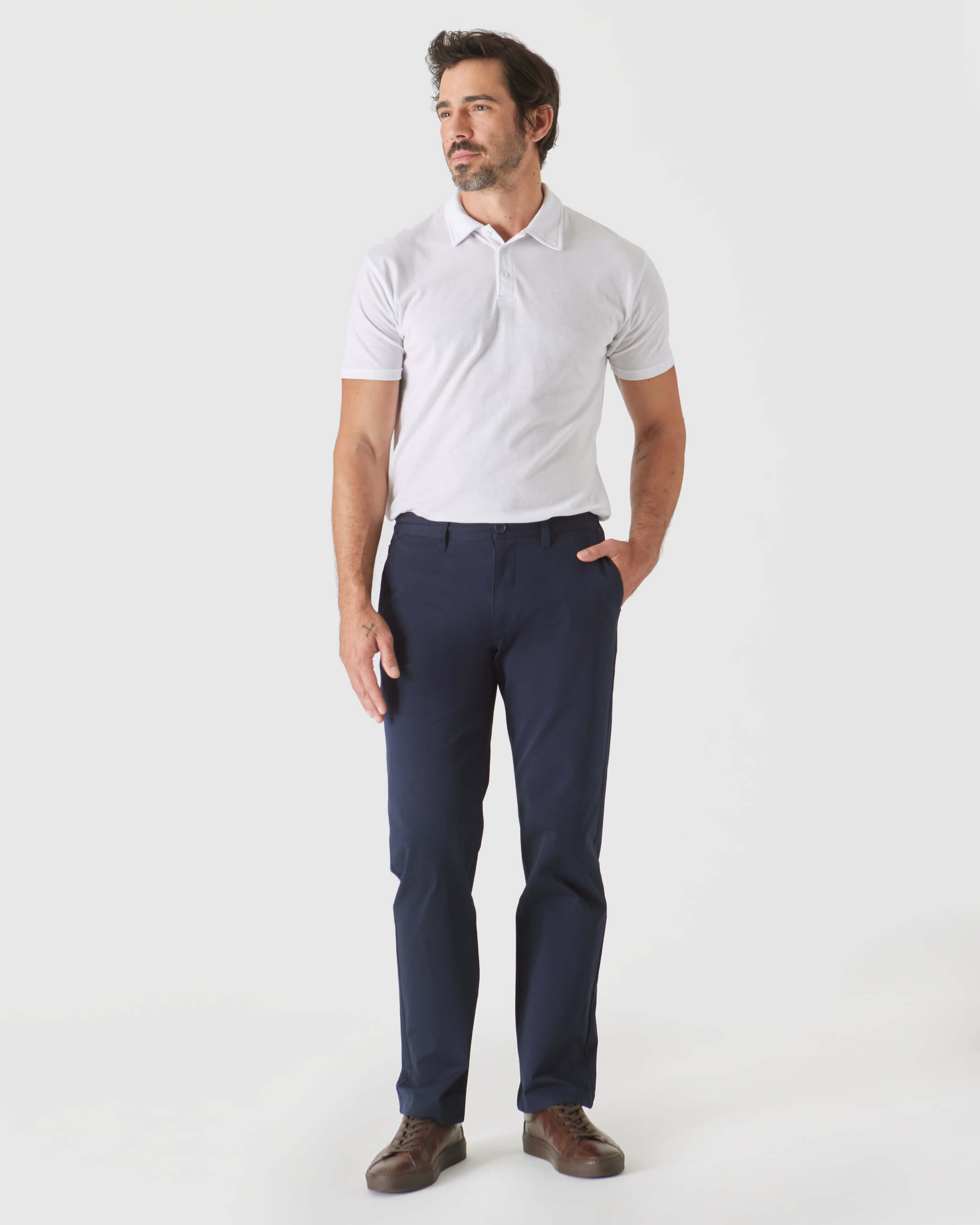 Navy Straight Twill Chino Pant-VibeCloset