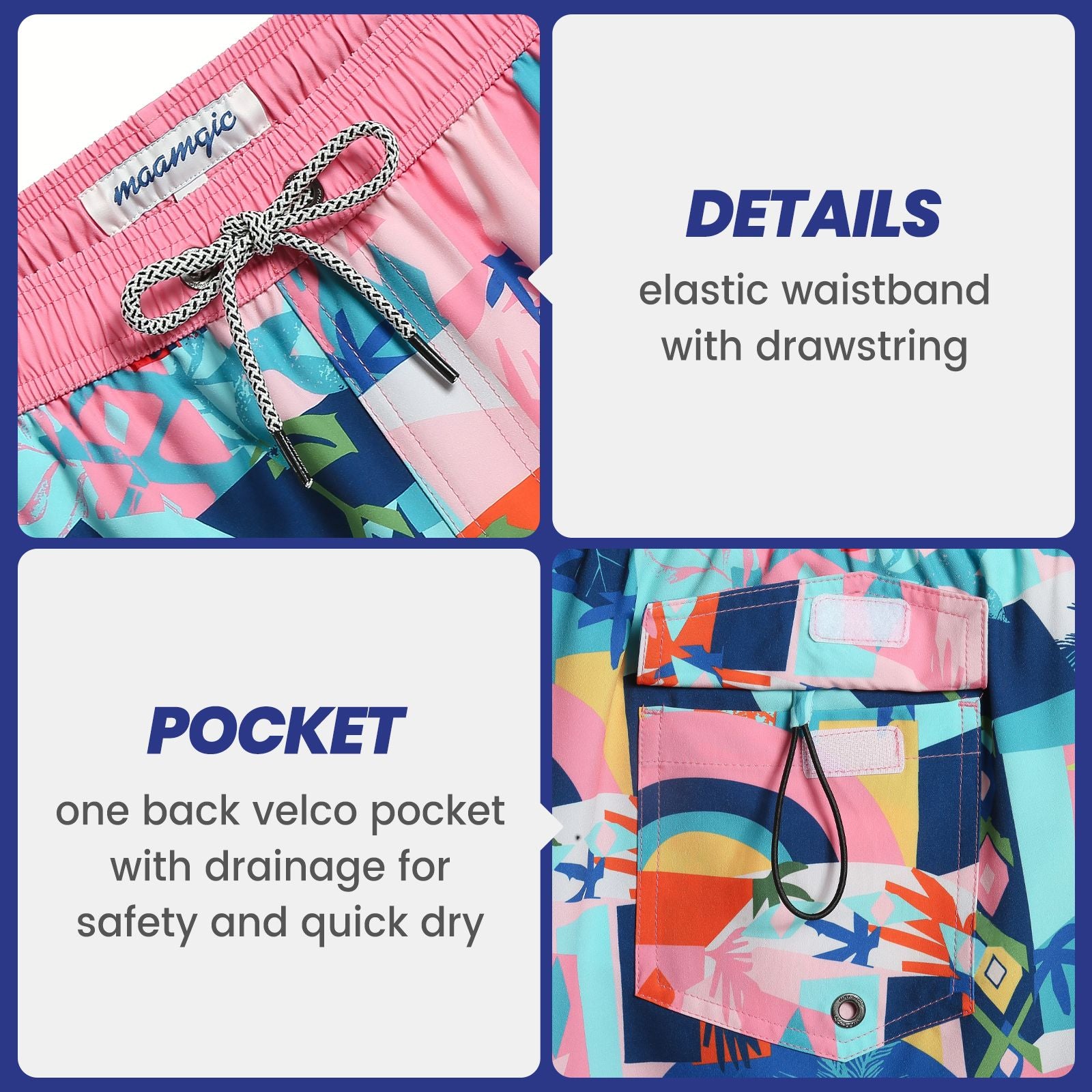 4.5 Inch Inseam Vintage Stretch Pink 1970 Swim Trunks-VibeCloset