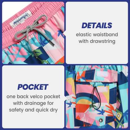 4.5 Inch Inseam Vintage Stretch Pink 1970 Swim Trunks-VibeCloset