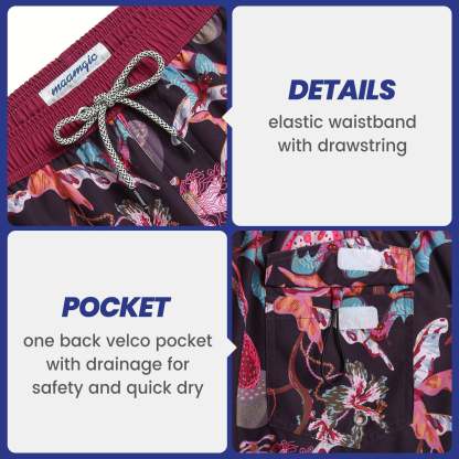 4.5 Inch Inseam Vintage Stretch Night Bat Swim Trunks-VibeCloset