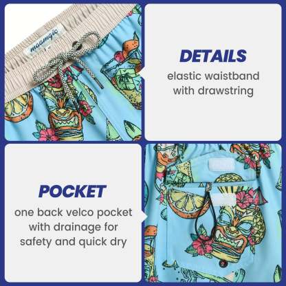 4.5 Inch Inseam Vintage Stretch Tiki Drink Swim Trunks-VibeCloset
