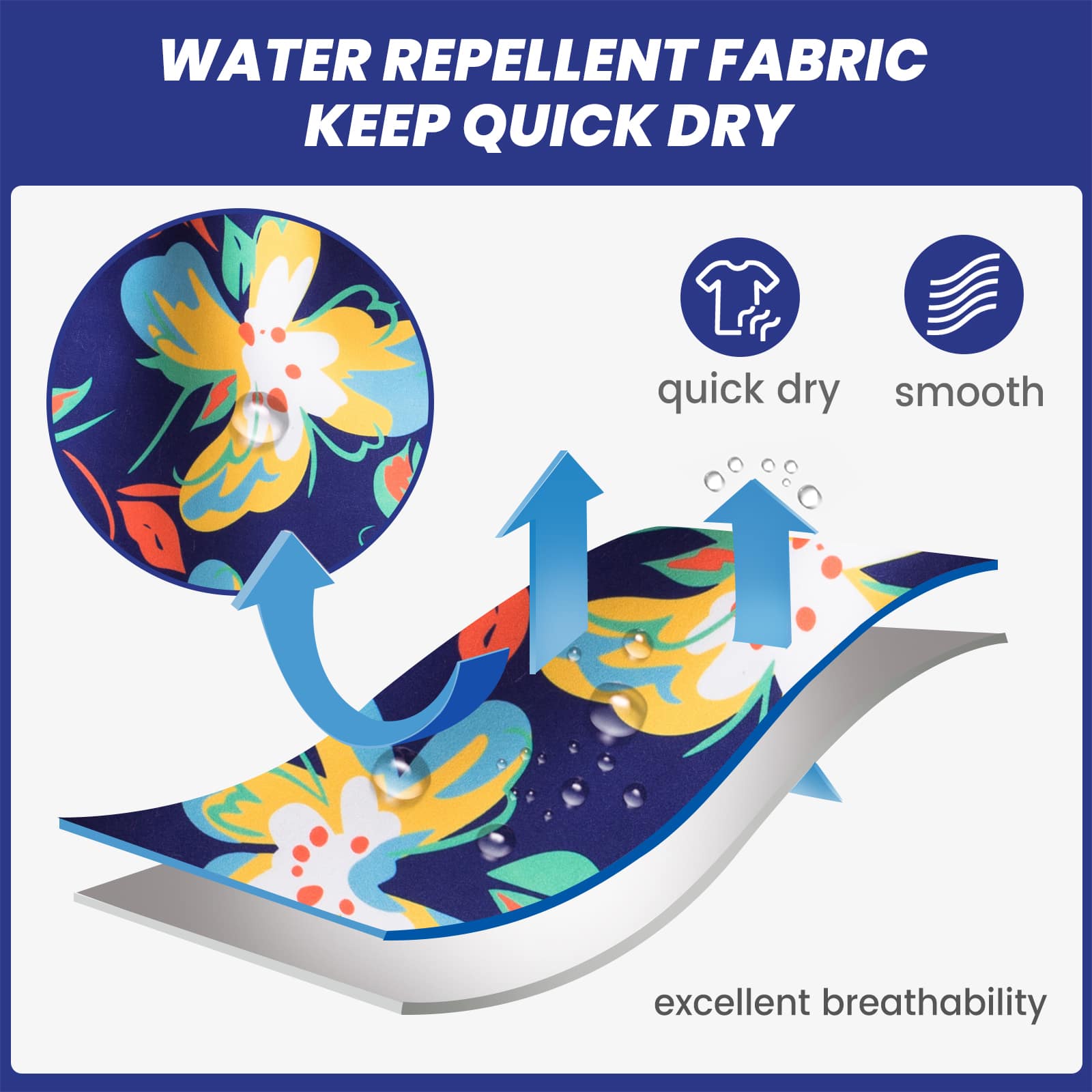 5.5 Inch Inseam Navy Butterfly Flower Swim Trunks-VibeCloset