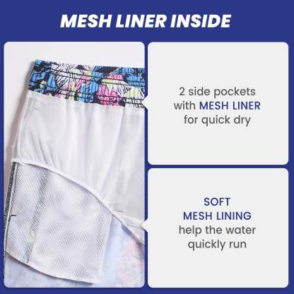 5.5 Inch Inseam Stretch Blue Pink Printed Swim Trunks-VibeCloset