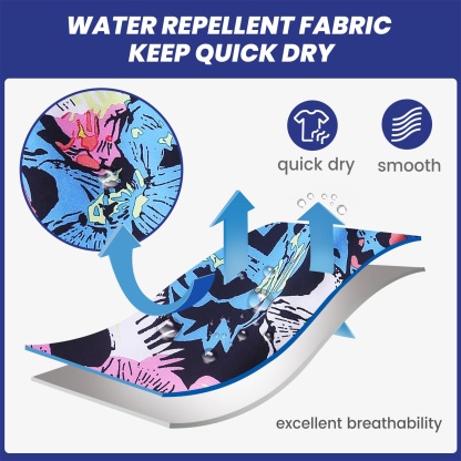 5.5 Inch Inseam Stretch Blue Pink Printed Swim Trunks-VibeCloset