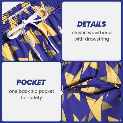 5.5 Inch Inseam Stretch Blue Star Swim Trunks-VibeCloset