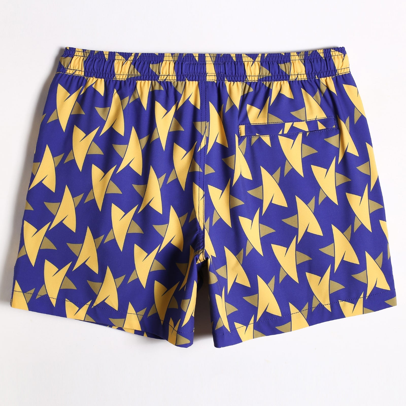 5.5 Inch Inseam Stretch Blue Star Swim Trunks-VibeCloset