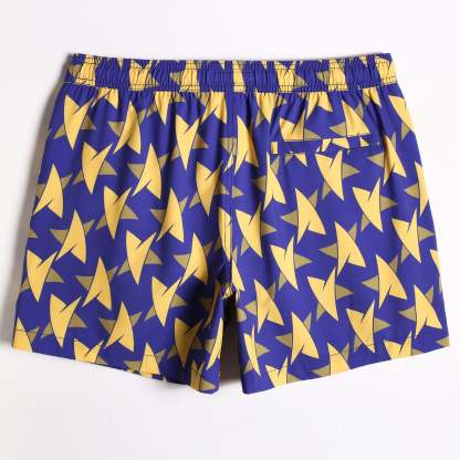 5.5 Inch Inseam Stretch Blue Star Swim Trunks-VibeCloset