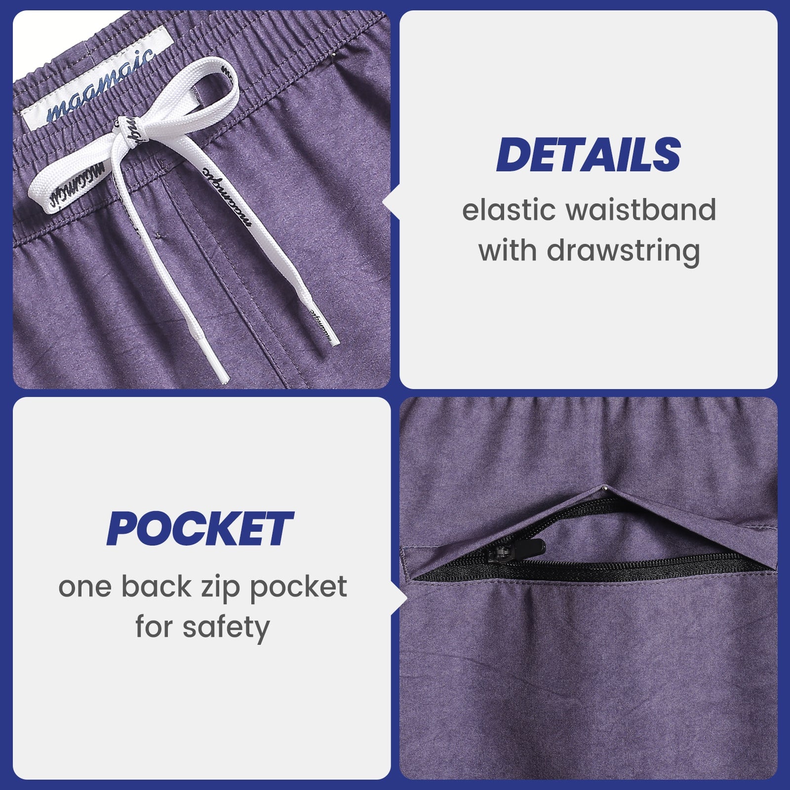 5.5 Inch Inseam Stretch Solid Purple Swim Trunks-VibeCloset