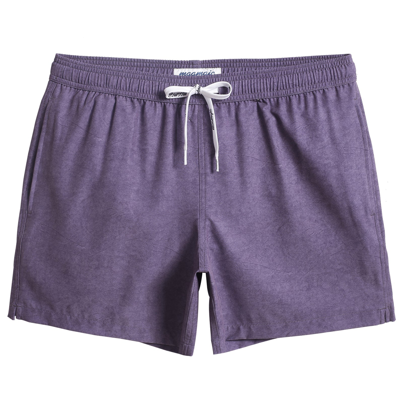 5.5 Inch Inseam Stretch Solid Purple Swim Trunks-VibeCloset