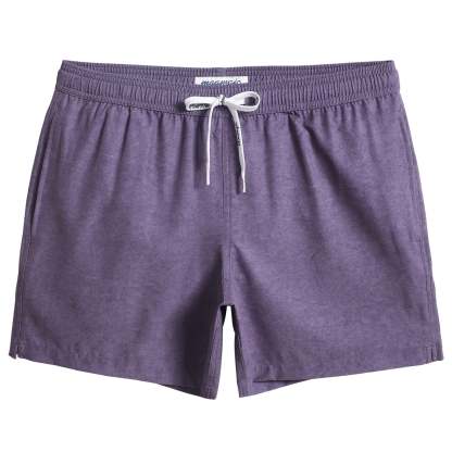 5.5 Inch Inseam Stretch Solid Purple Swim Trunks-VibeCloset