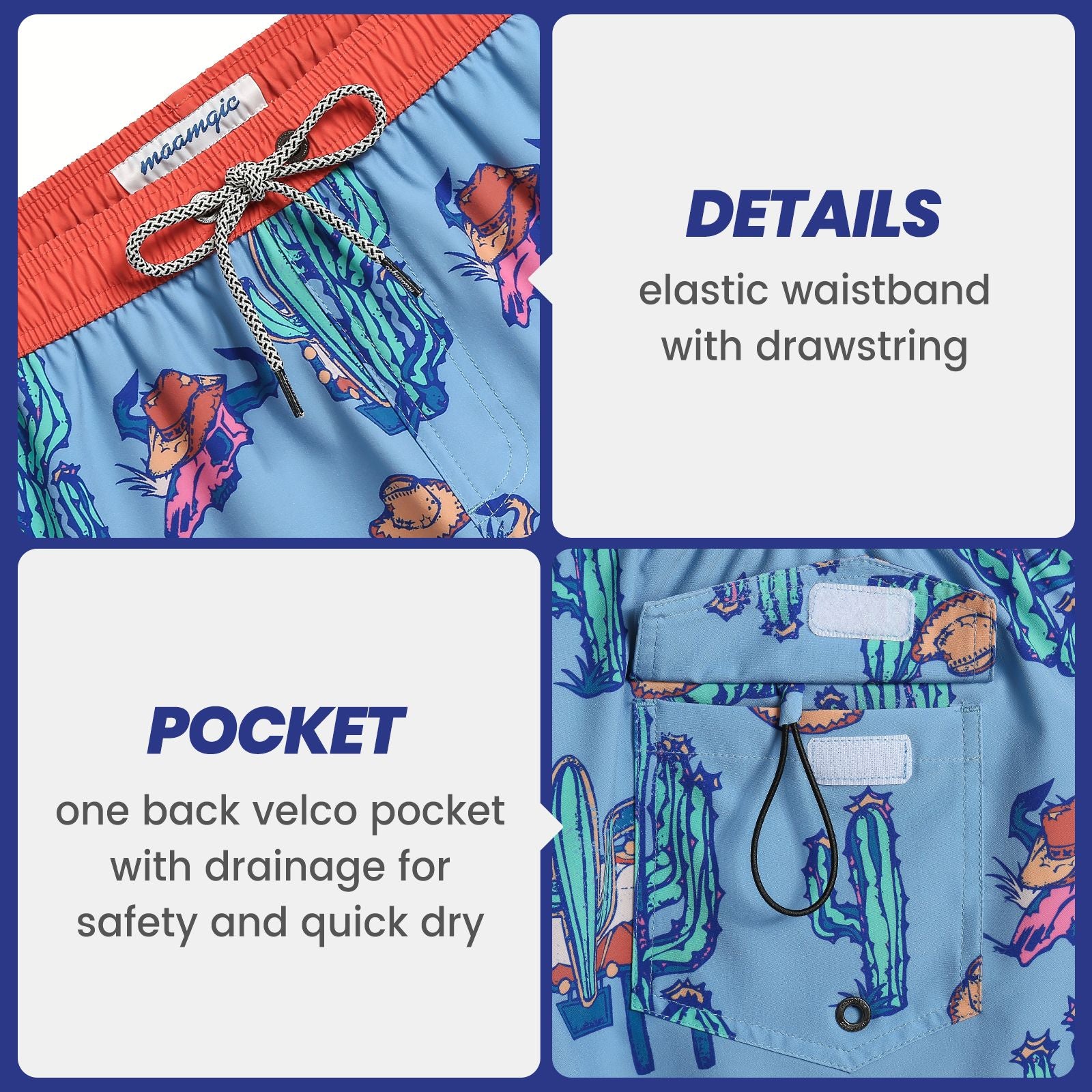 4.5 Inch Inseam Vintage Stretch Red Dead Swim Trunks-VibeCloset