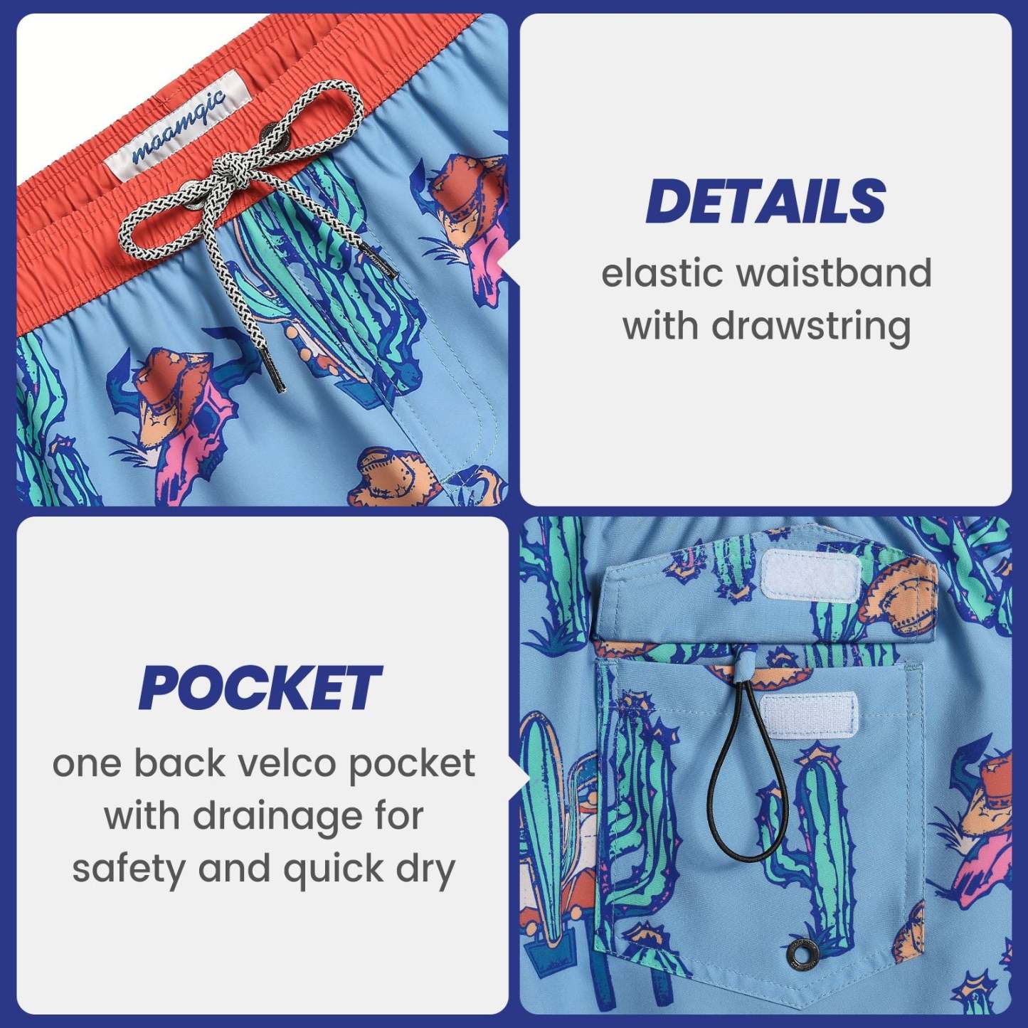 4.5 Inch Inseam Vintage Stretch Red Dead Swim Trunks-VibeCloset