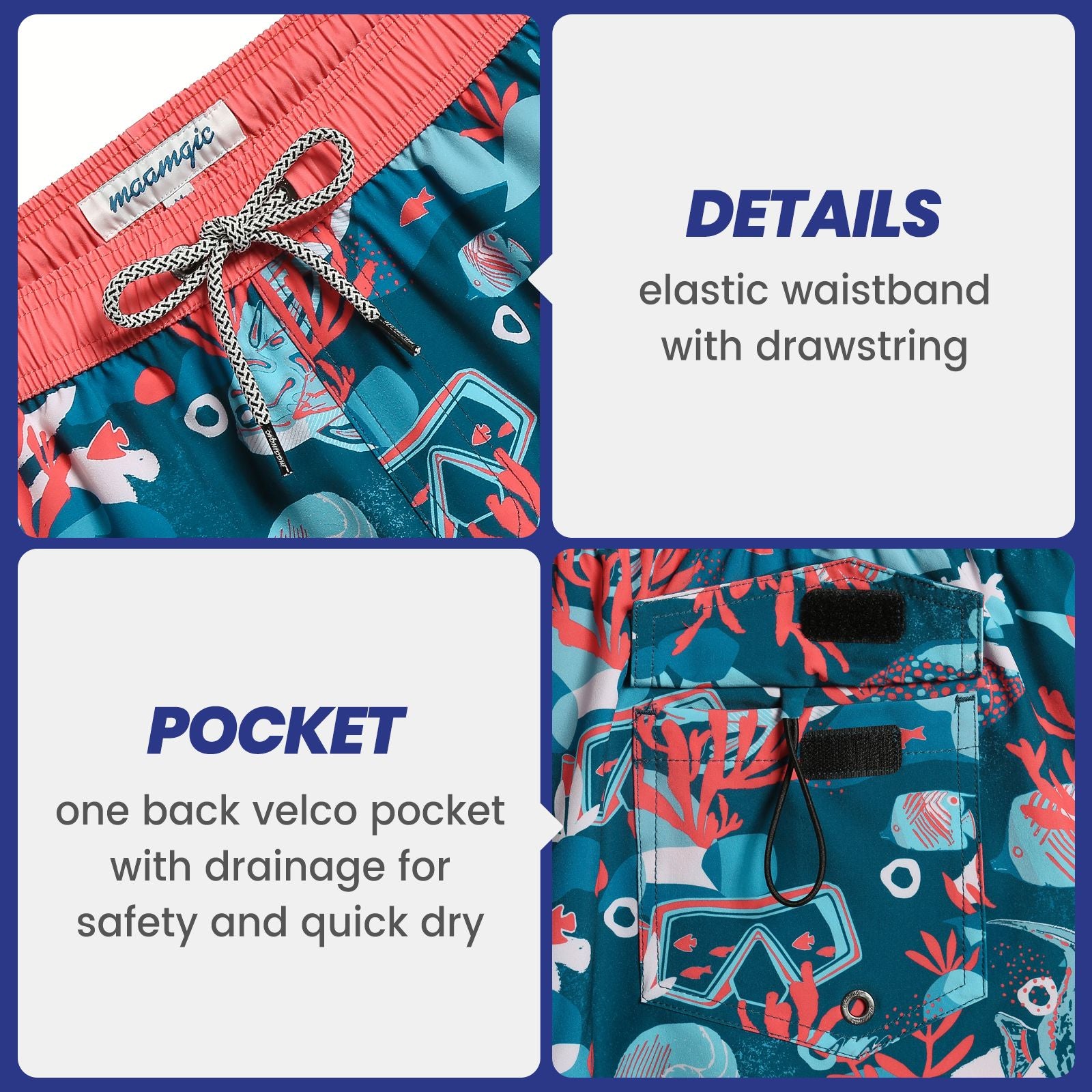 4.5 Inch Inseam Vintage Stretch Great Barrier Swim Trunks-VibeCloset