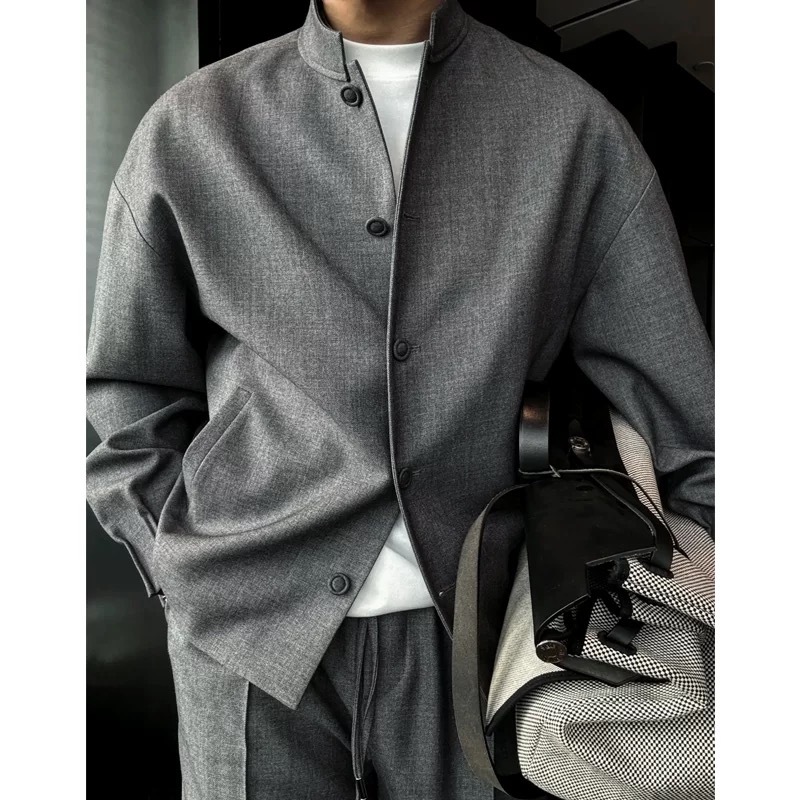 🔥Black Friday 50% off-Stand-up collar round-button business jacket set (jacket + trousers)