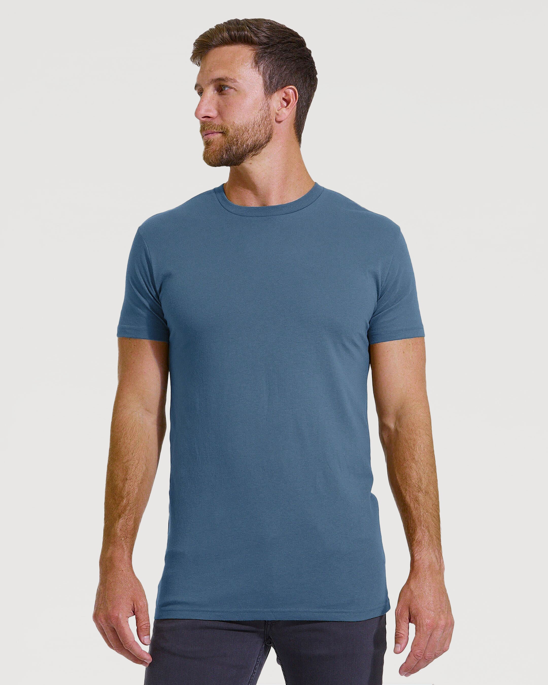 Carbon Blue Tall Straight Hem Crew Neck T-Shirt 3-Pack-VibeCloset