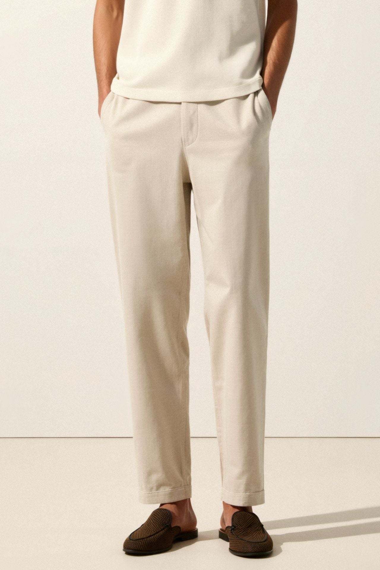 Old Money Regular Fit Linen Loose Pants-VibeCloset
