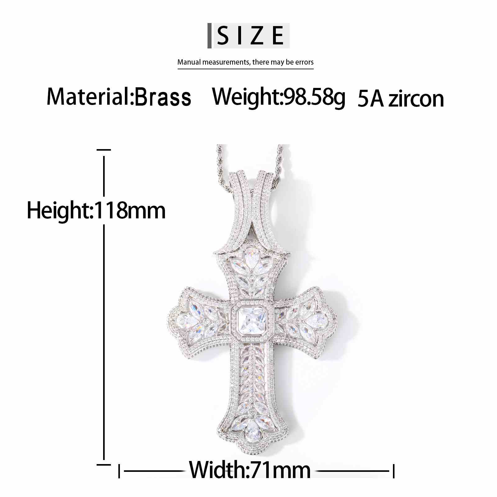 Luxurious Pear Cut CZ Iris Cross Pendant
