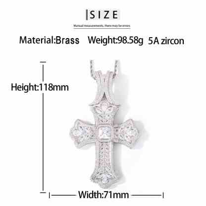 Luxurious Pear Cut CZ Iris Cross Pendant