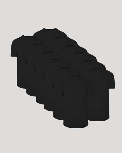 All Black Short Sleeve Curved Hem Crew 12-Pack-VibeCloset