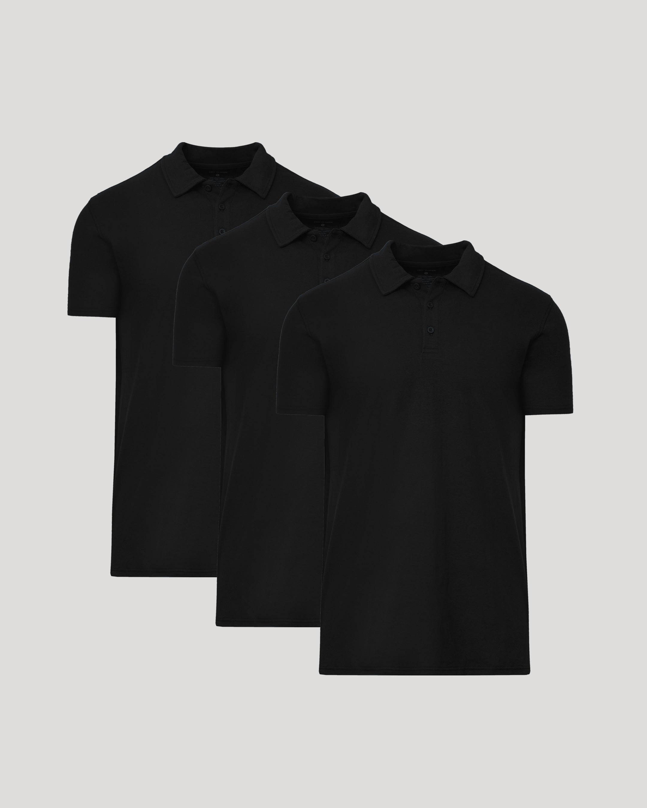 All Black Tall Short Sleeve Polo 3-Pack-VibeCloset