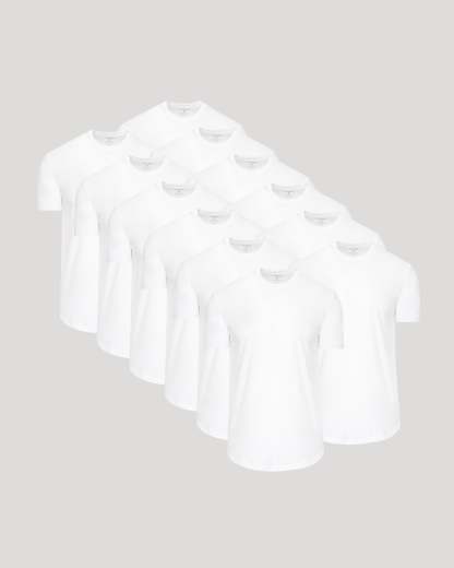 All White Short Sleeve Curved Hem Crew 12-Pack-VibeCloset