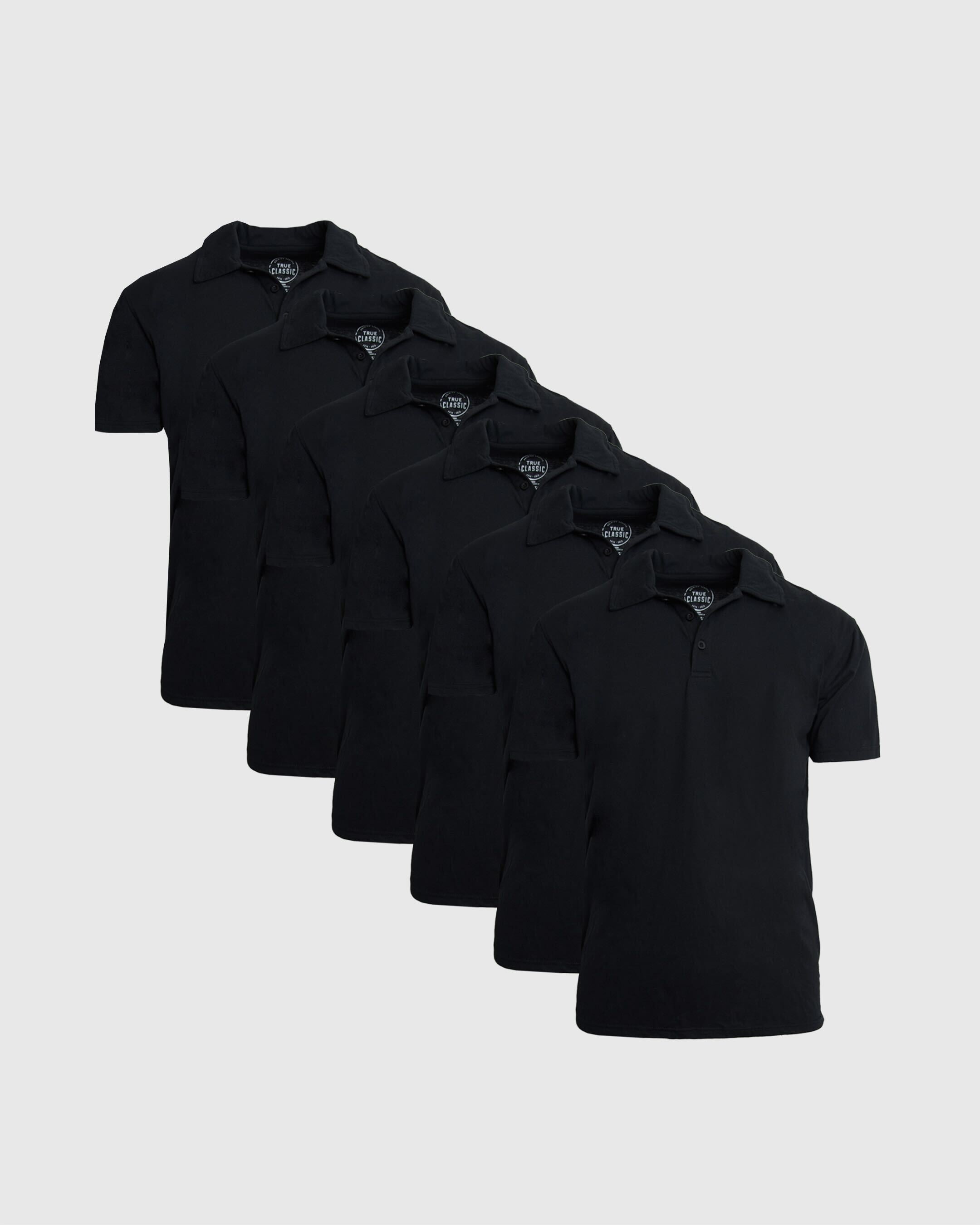All Black Short Sleeve Polo 6-Pack-VibeCloset