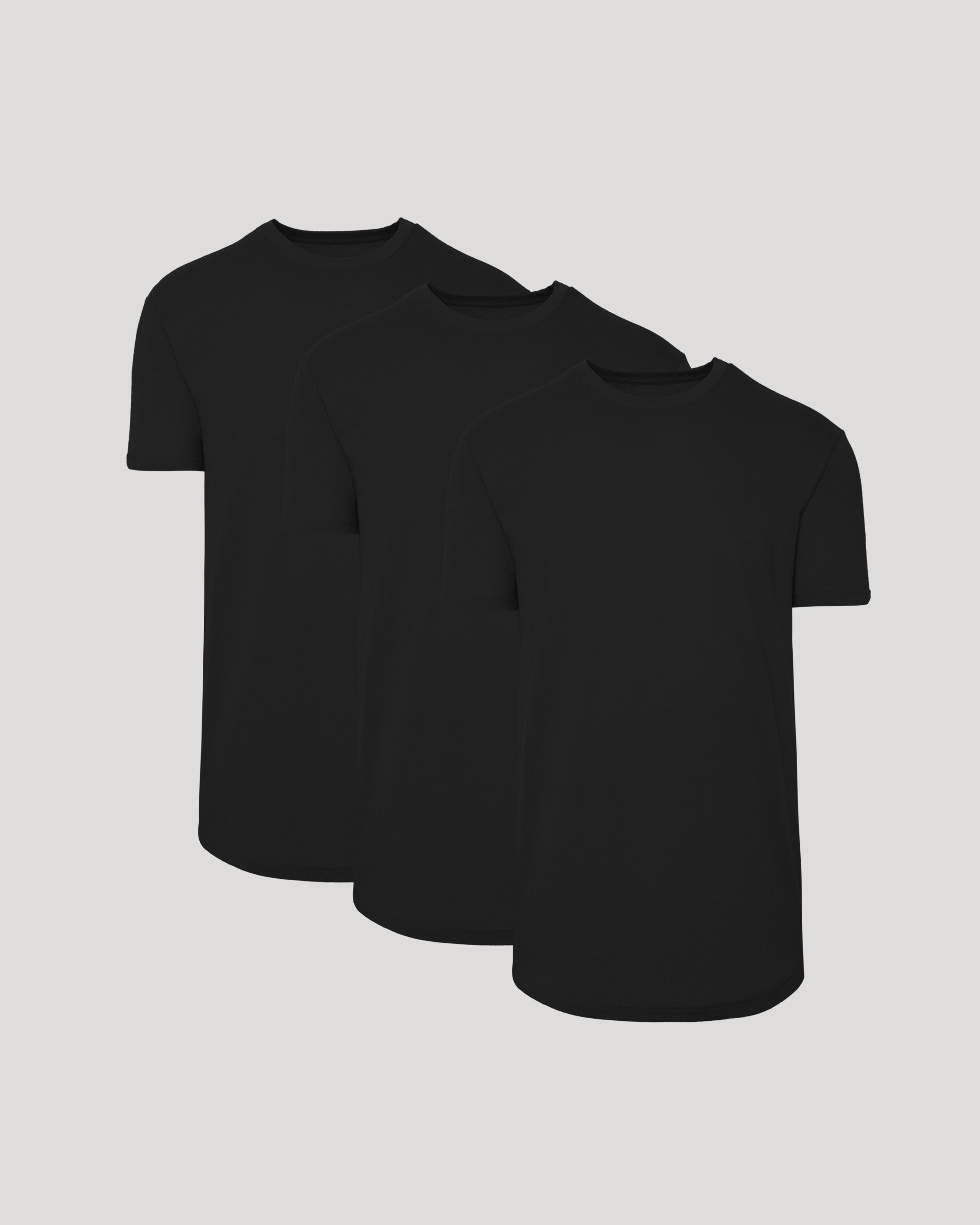 All Black Short Sleeve Tall Curved Hem Crew 3-Pack-VibeCloset