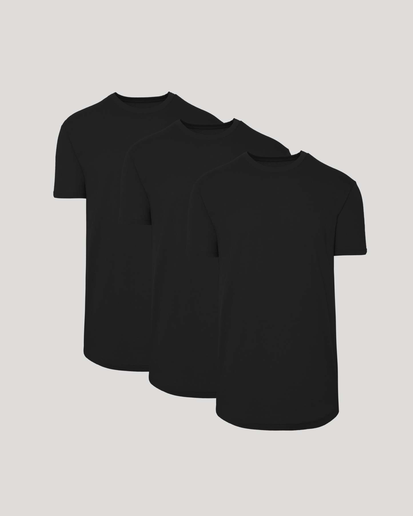 All Black Short Sleeve Tall Curved Hem Crew 3-Pack-VibeCloset