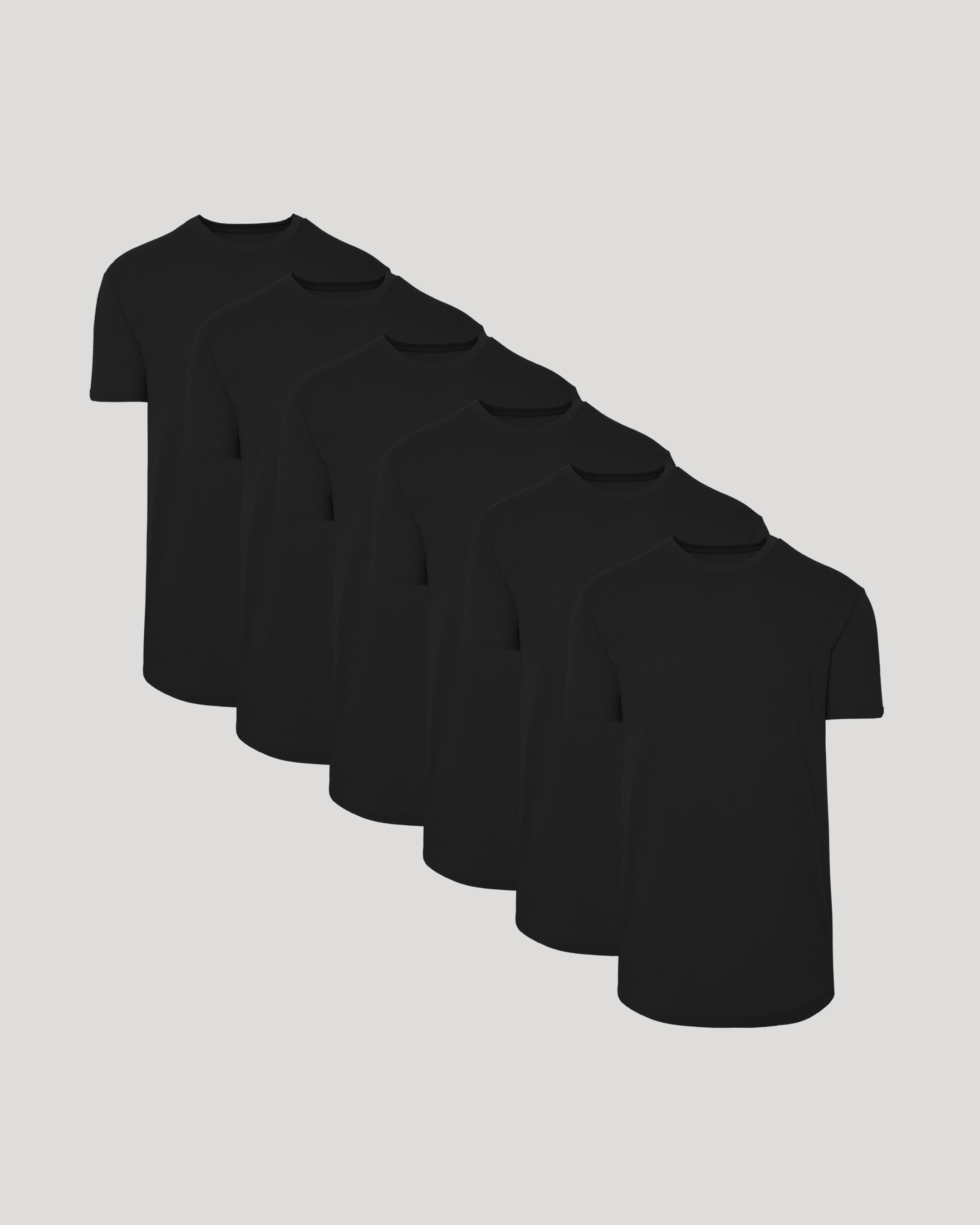 All Black Short Sleeve Tall Curved Hem Crew 6-Pack-VibeCloset