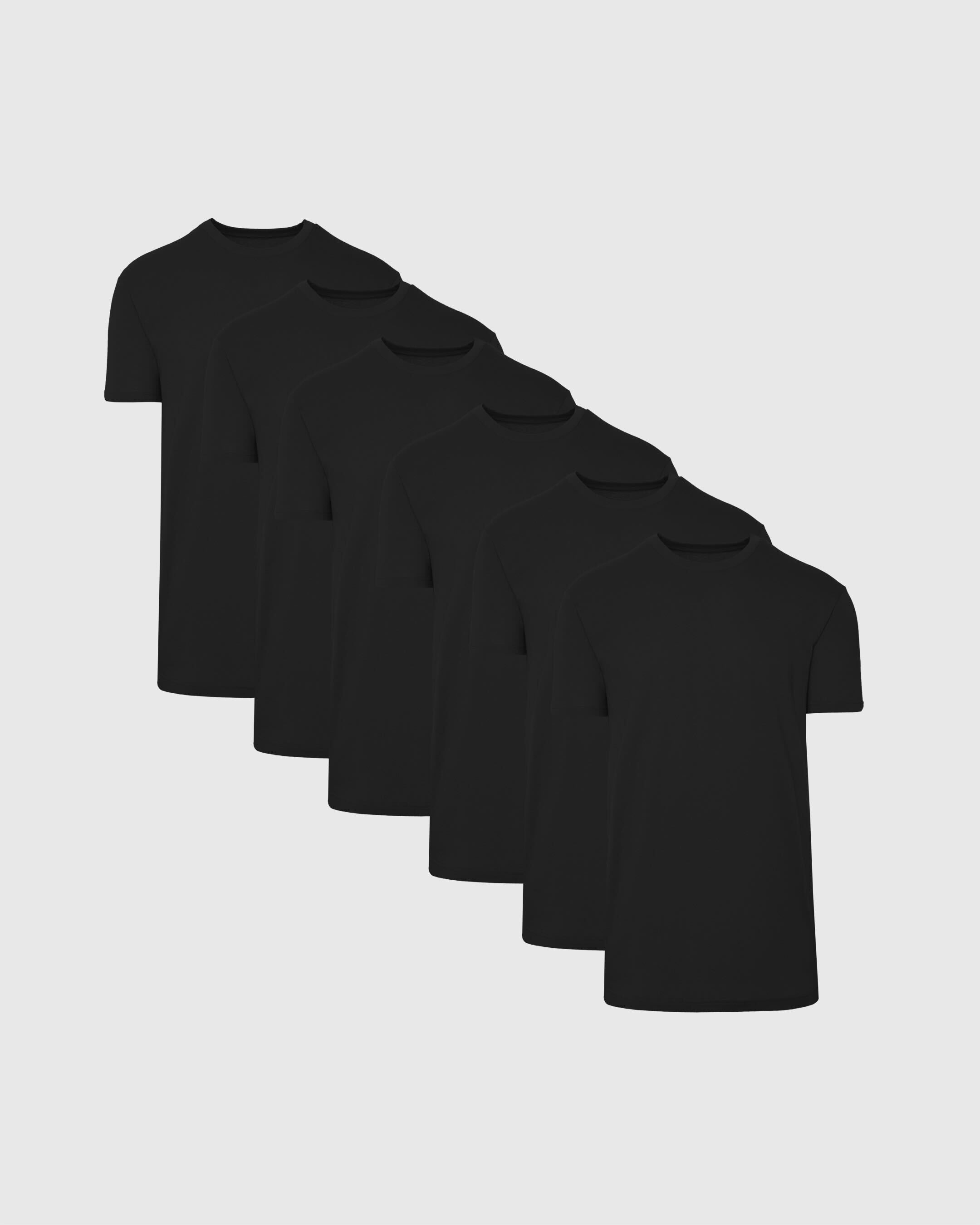 All Black Tall Straight Hem Crew Neck T-Shirt 6-Pack-VibeCloset