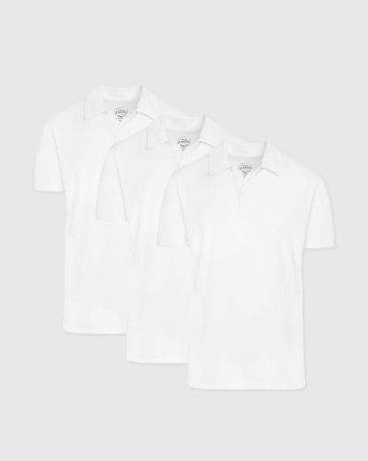 All White Short Sleeve Polo 3-Pack-VibeCloset