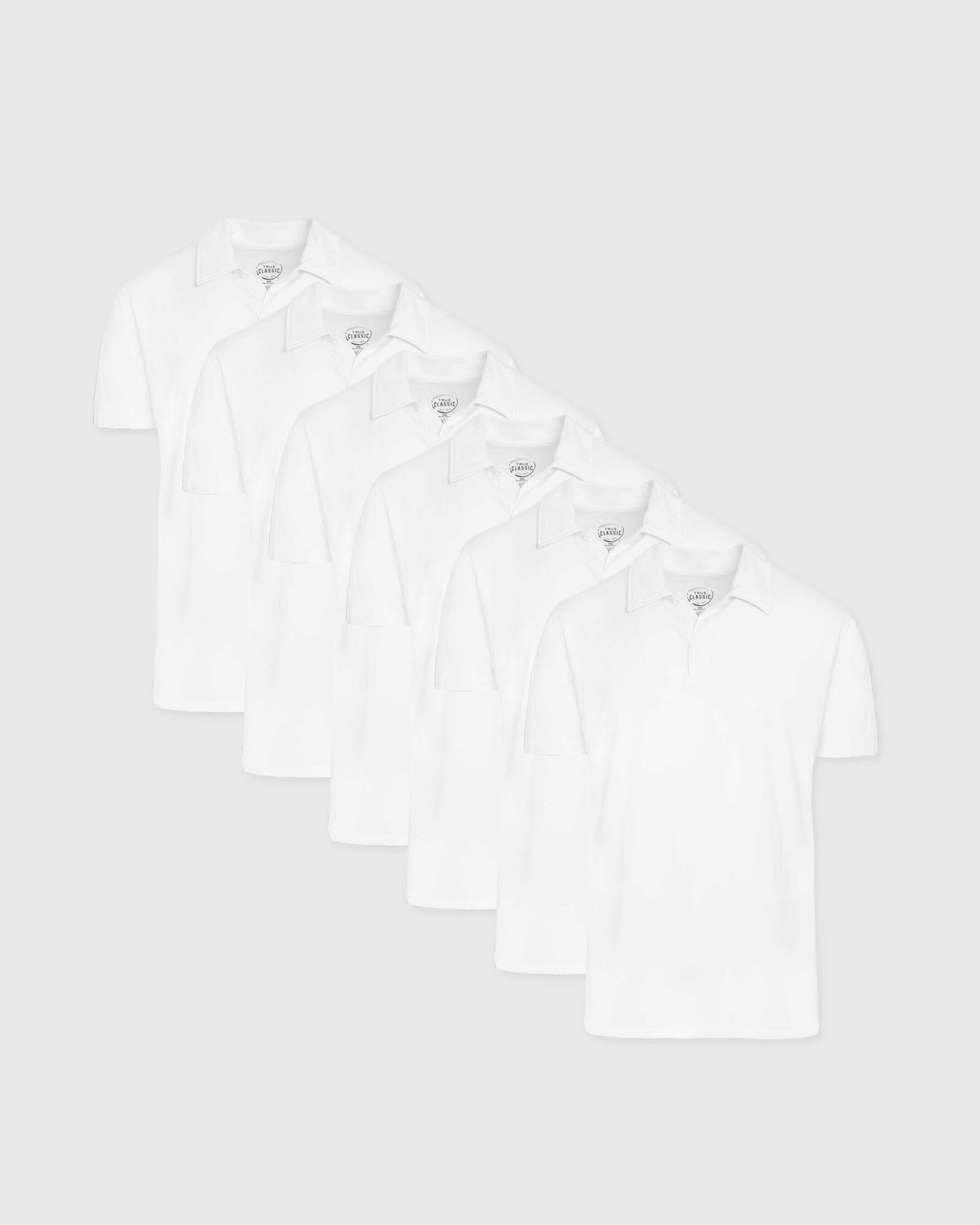 All White Short Sleeve Polo 6-Pack-VibeCloset