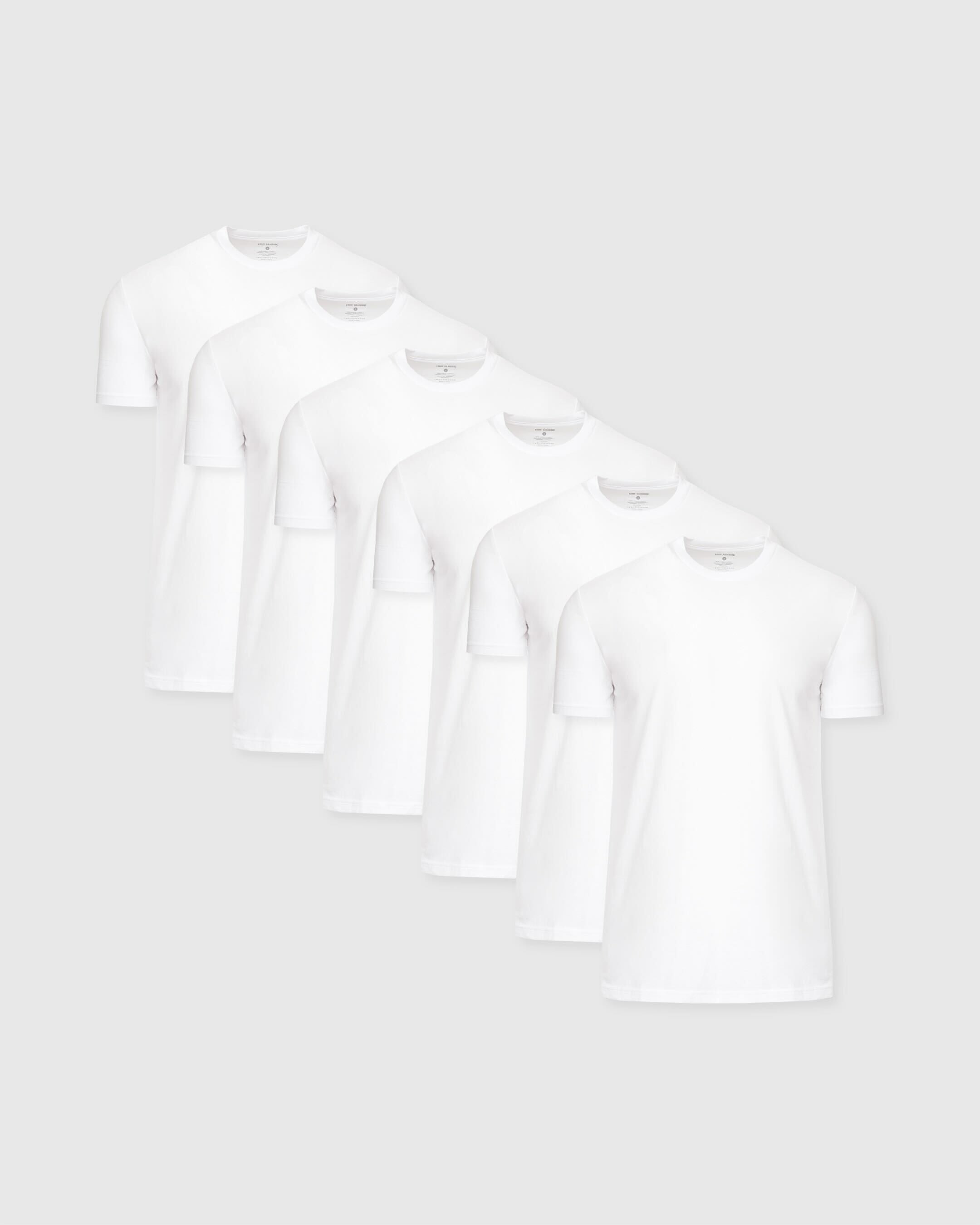 All-White Tall Straight Hem Crew Neck T-Shirt 6-Pack-VibeCloset