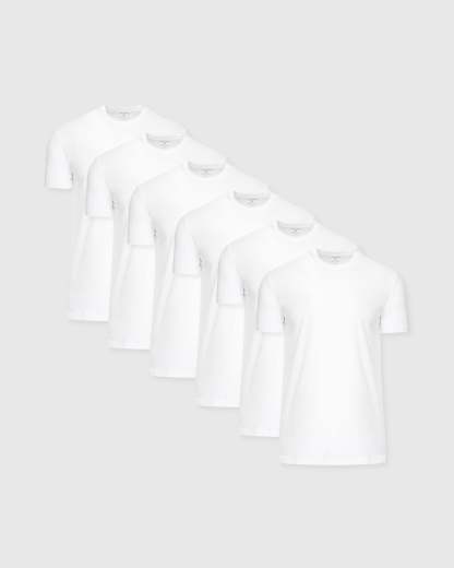 All-White Tall Straight Hem Crew Neck T-Shirt 6-Pack-VibeCloset