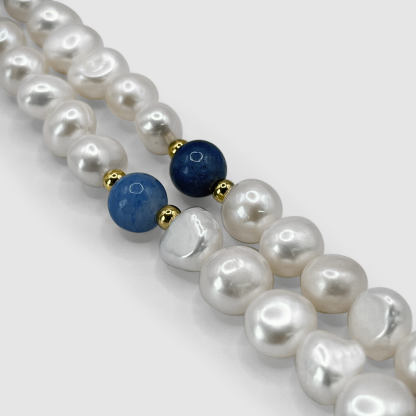 Cobalt Blue - Real Pearl Necklace-unboundedy