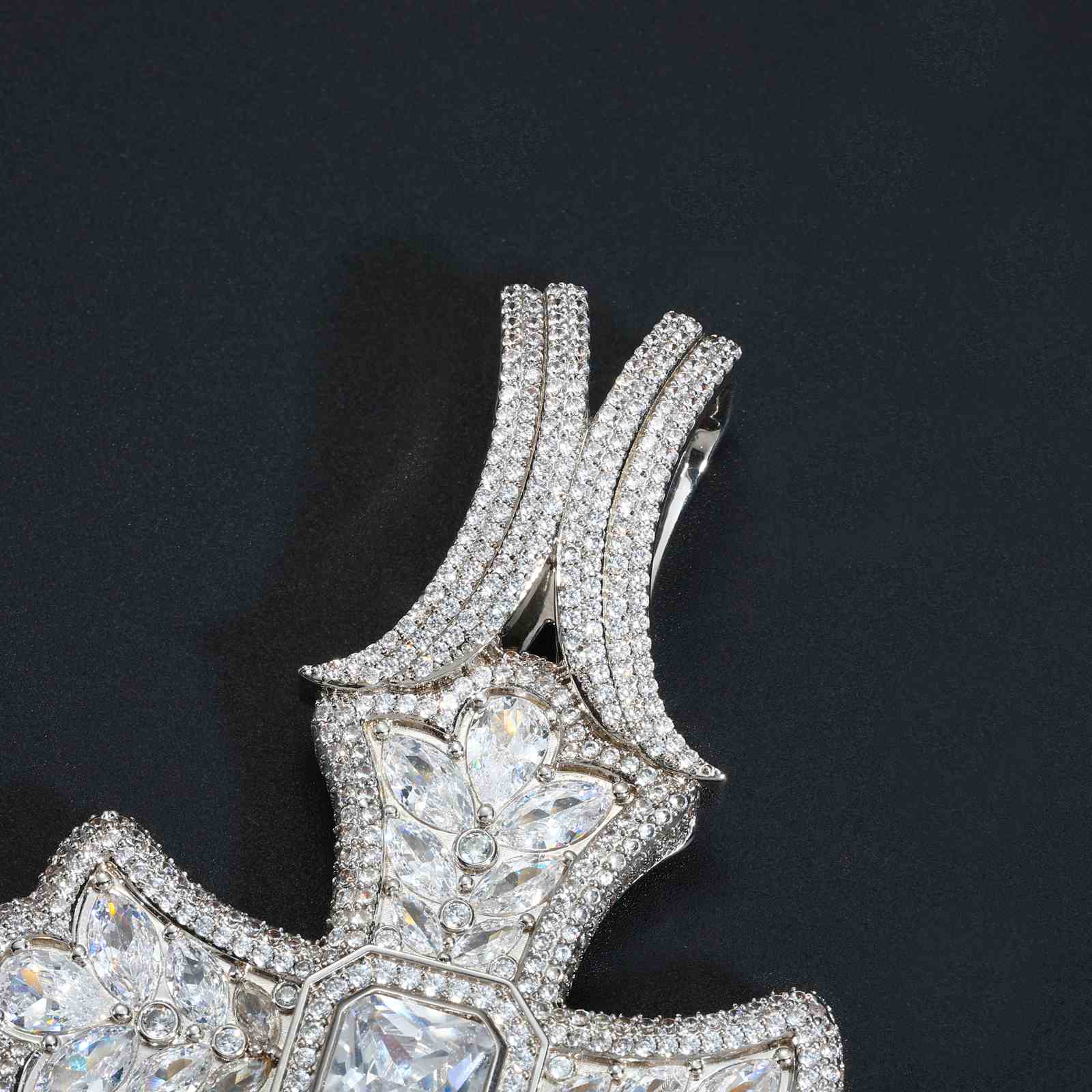 Luxurious Pear Cut CZ Iris Cross Pendant