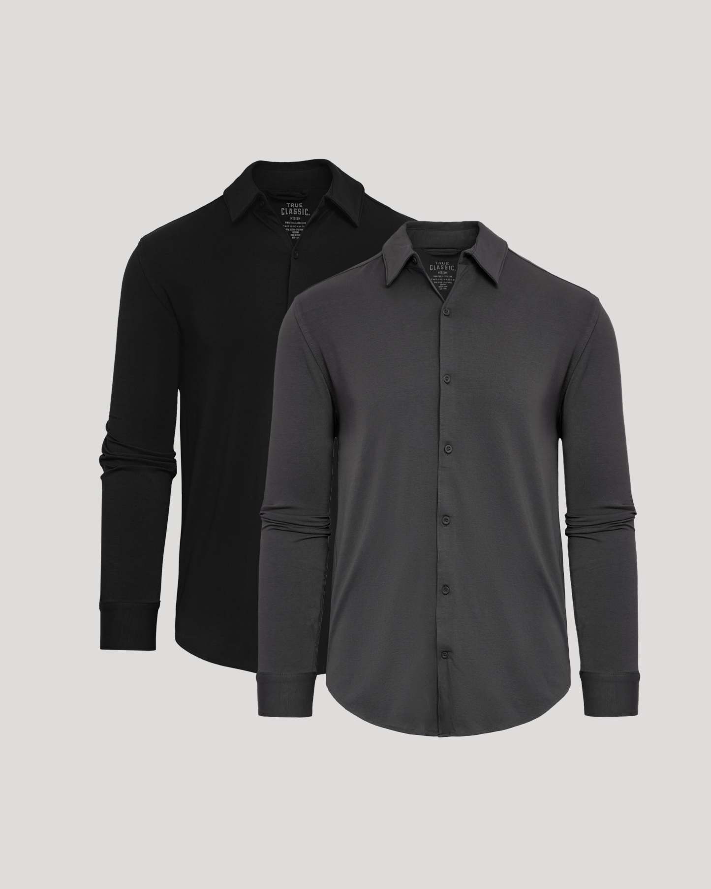 Black & Carbon Long Sleeve Knit Shirt 2-Pack-VibeCloset