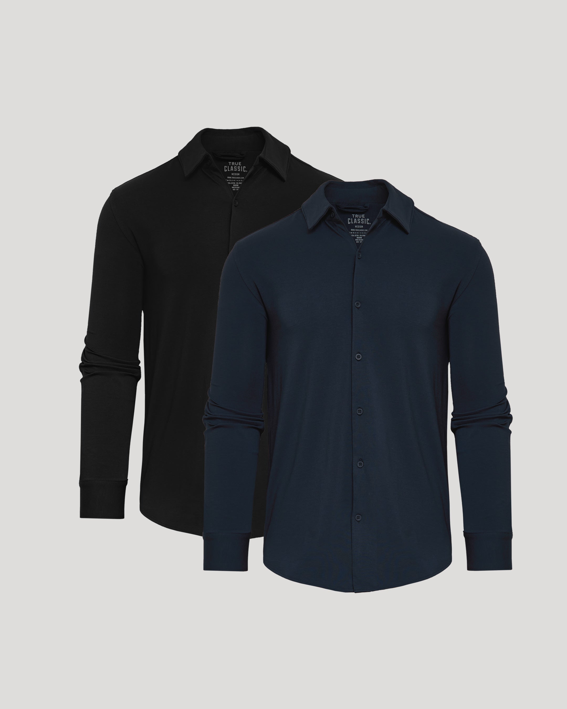Black & Navy Long Sleeve Knit Shirt 2-Pack-VibeCloset