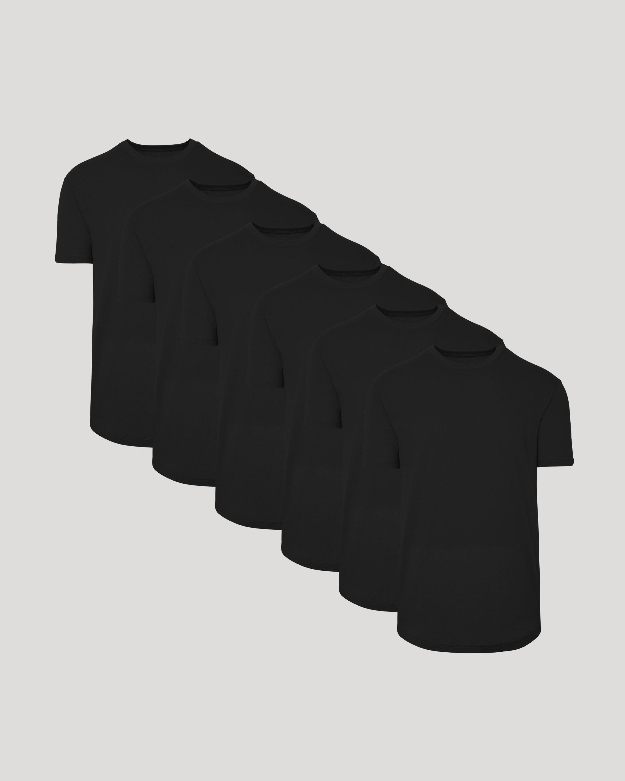 All Black Short Sleeve Curved Hem Crew 6-Pack-VibeCloset