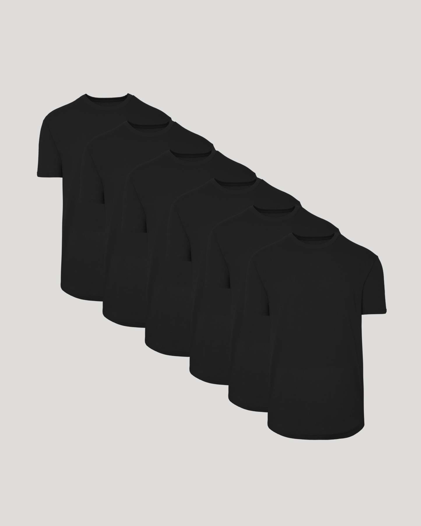 All Black Short Sleeve Curved Hem Crew 6-Pack-VibeCloset