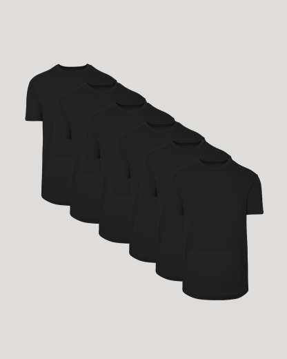 All Black Short Sleeve Curved Hem Crew 6-Pack-VibeCloset